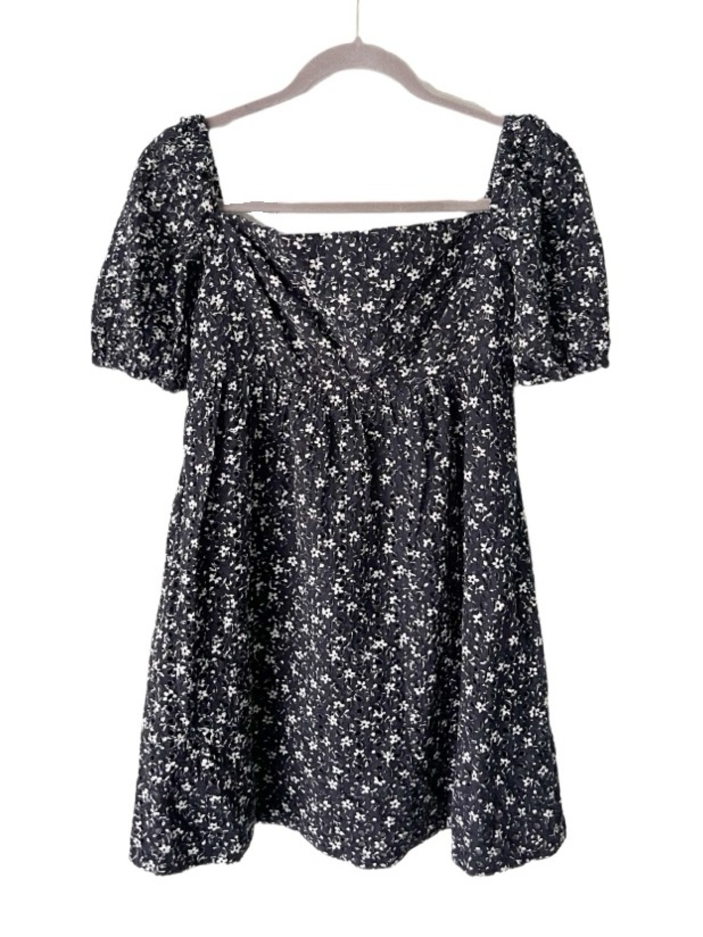 Anthropologie Dress Women's 6 Maeve Lillianne Navy Blue Ditsy Floral Babydoll
